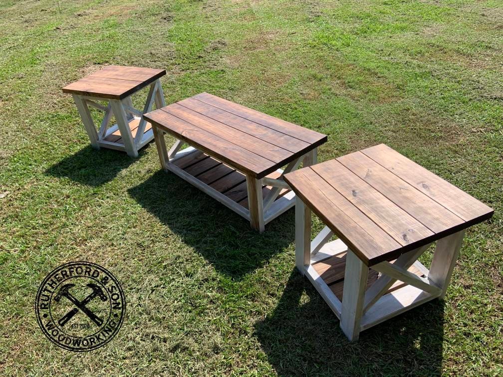 Farmhouse Coffee and End Tables Set Etsy