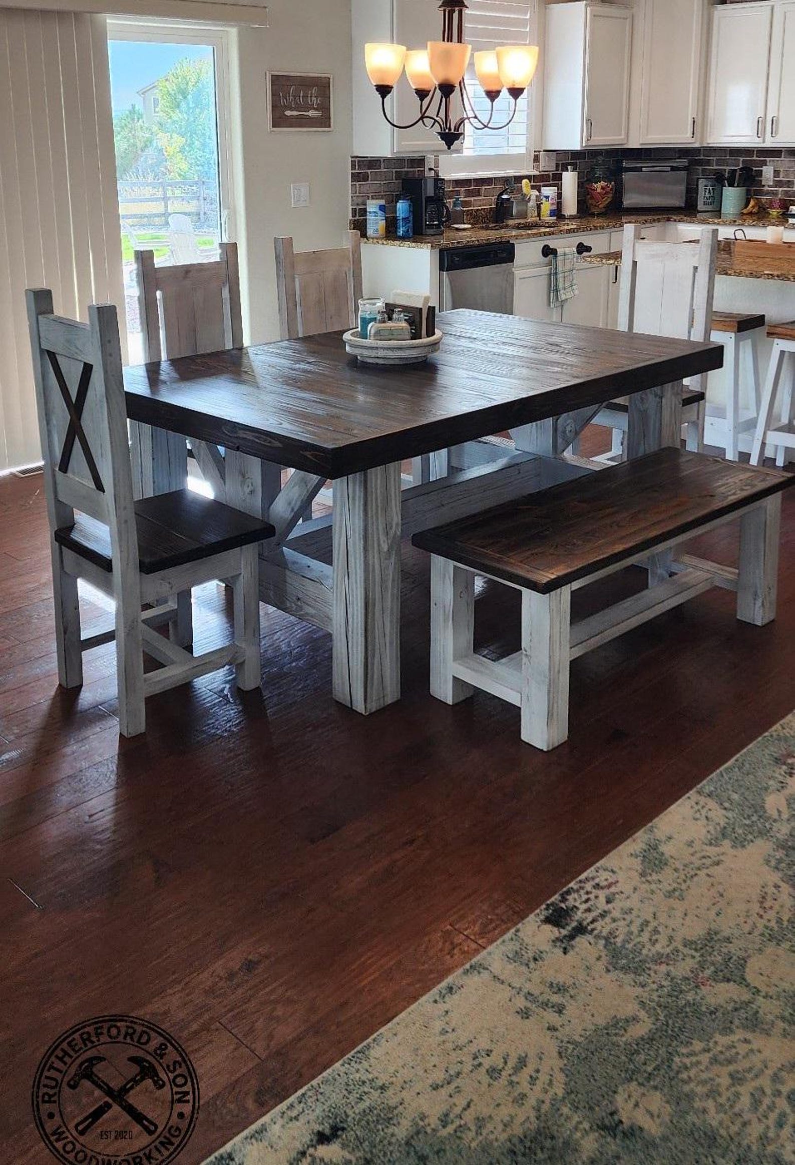 Timber Frame Farmhouse Table Set - Etsy