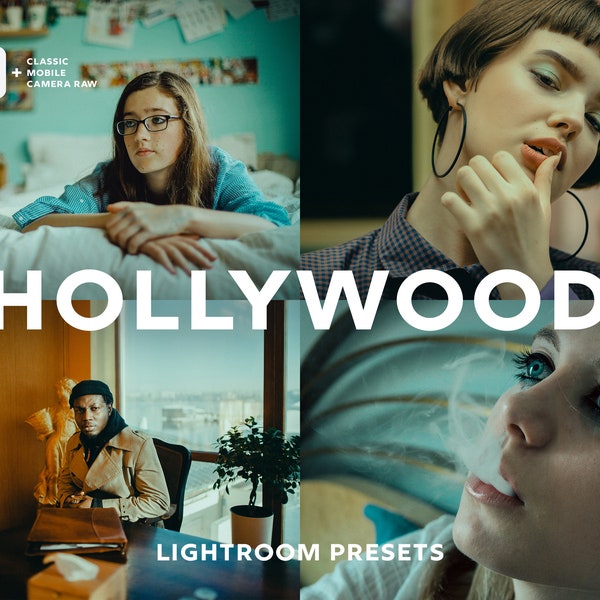 10 preset HOLLYWOOD Lightroom, preset cinematografici, preset Moody, preset lightroom mobile, preset arancioni e verde acqua, preset Instagram