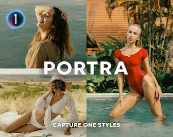 10 estilos PORTRA Capture One, ajustes preestablecidos de película, estilos de película C1, ajustes preestablecidos retro, ajustes preestablecidos vintage, ajustes preestablecidos de Kodak, ajustes preestablecidos de Instagram