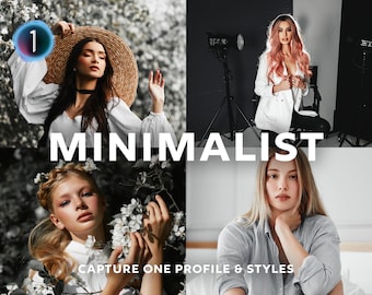 Puede incluir: Un producto digital para el software Capture One, con una estética minimalista. La imagen muestra tres fotos diferentes de mujeres con un fondo blanco y un filtro en blanco y negro.
