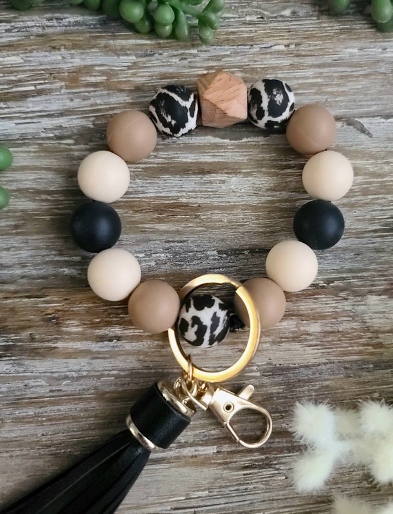 Beaded bracelet keychain hot sale