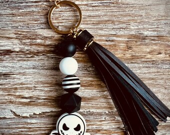 Llavero de silicona de Jack Skellington (blanco y negro)