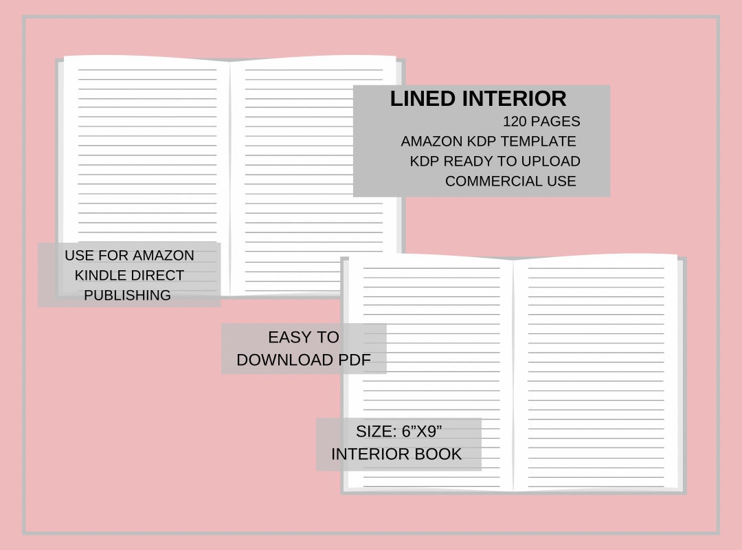 KDP Template Lined Pages Low Content PDF Ready to Use Etsy