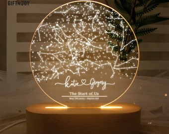 Custom Star Map By Date Night Light, Personalized First Date Map Night Light, Custom Anniversary Gifts, Gift for Him / Her, Valentine Gift