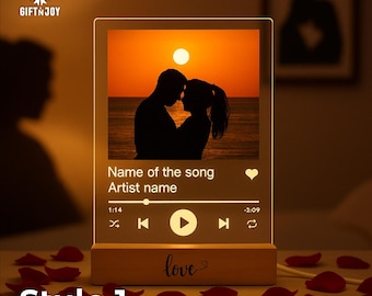 Custom Photo Music Plaque LED Light, Personalized Album Cover