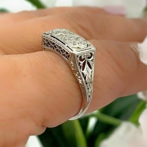 1920s 1.50Ct White Round Diamond Edwardian Wedding Ring, Victorian Engagement Ring, For Women's, Gift For Her