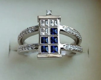 Princess Diamond Doctor Who Inspired Engagement Ring, Doctor Who Tardis Wedding Ring, Doctor Anniversary Ring