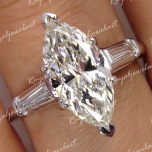 3.15Ct White Marquise Cut Diamond Engagement Wedding Ring In 925Sterling silver, Anniversary Gift, for Womens