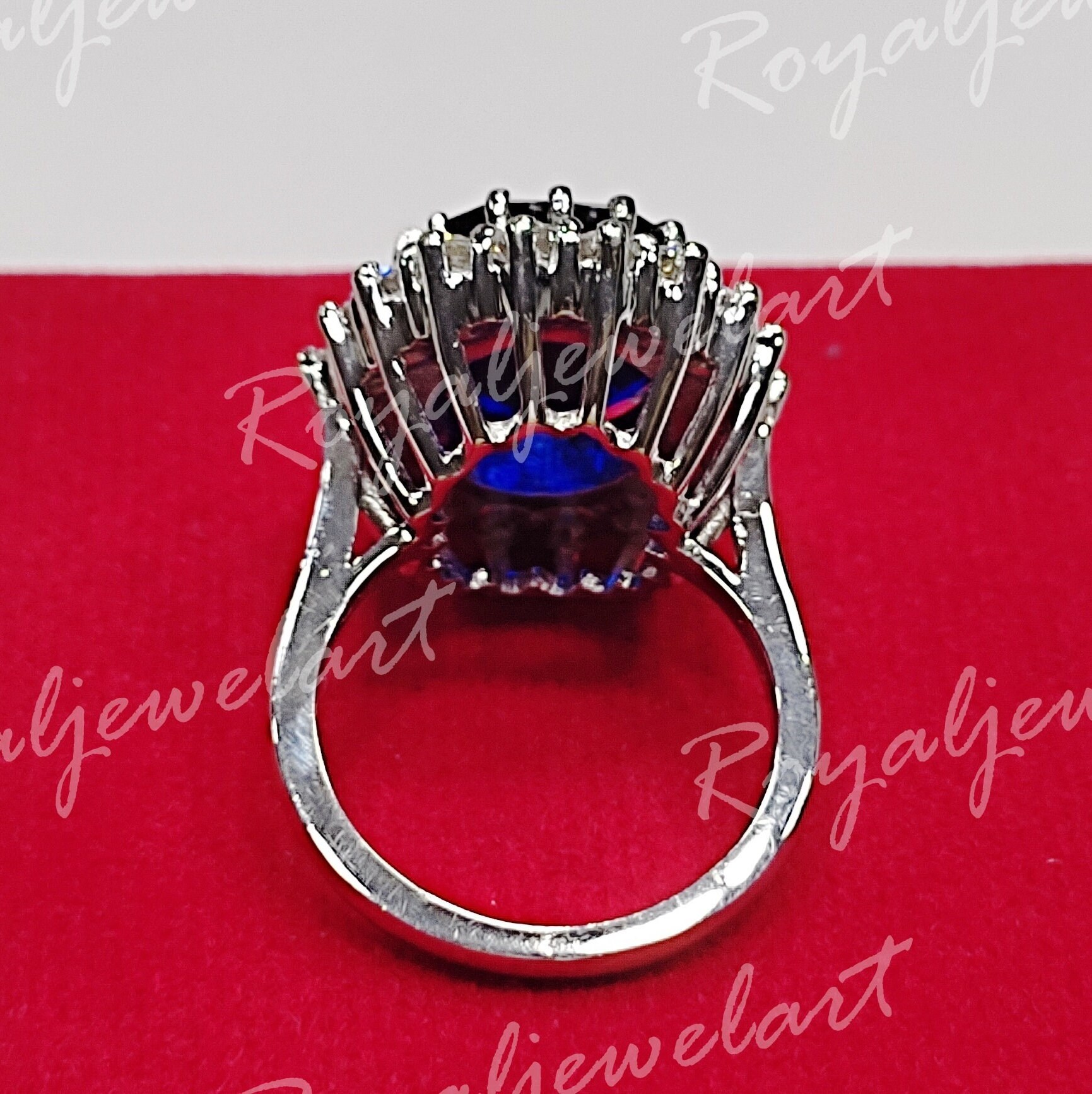 Princess Diana Engagement Ring 4.00ct Blue Sapphire Oval Etsy