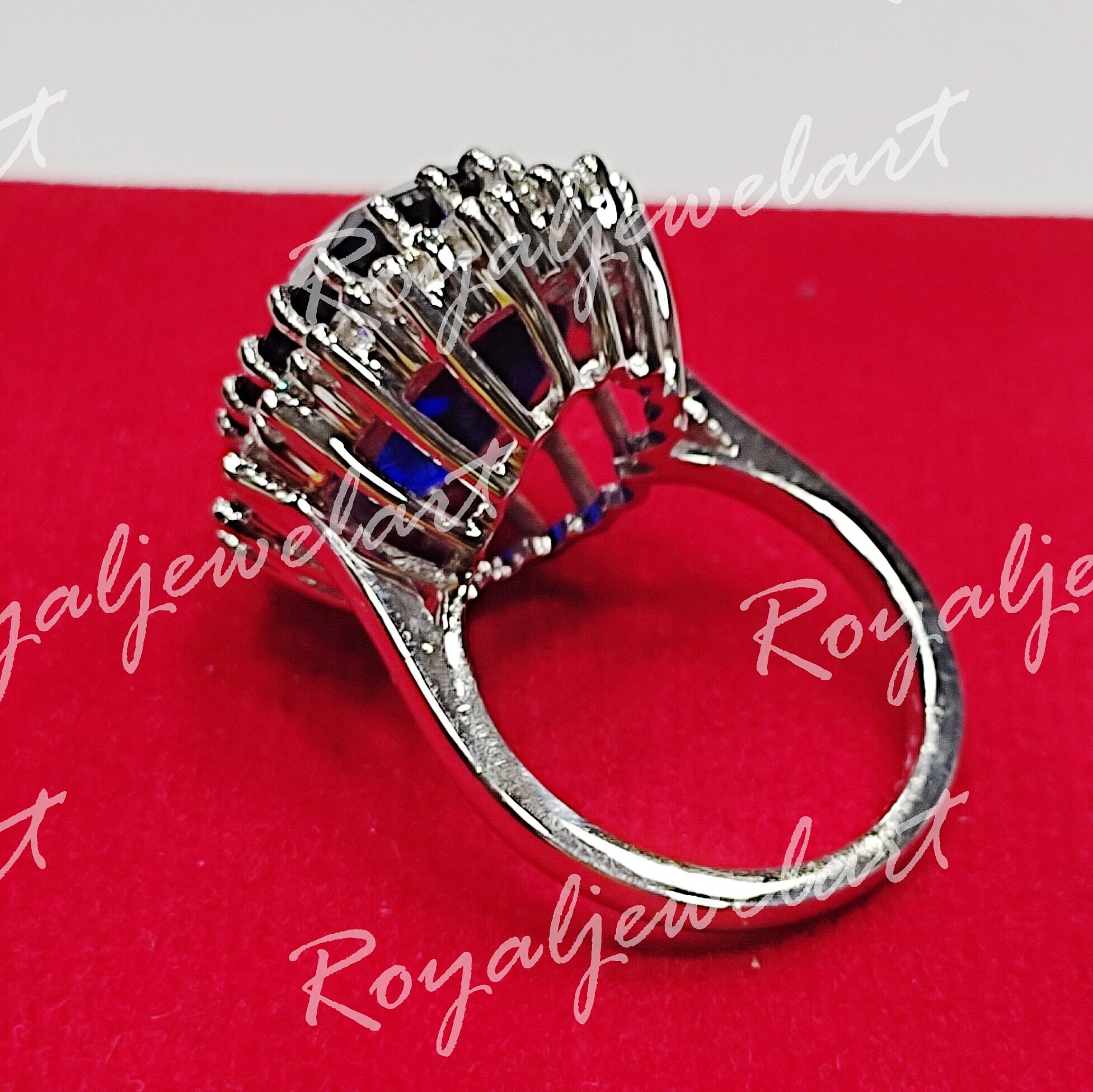 Princess Diana Engagement Ring 4.00ct Blue Sapphire Oval Etsy