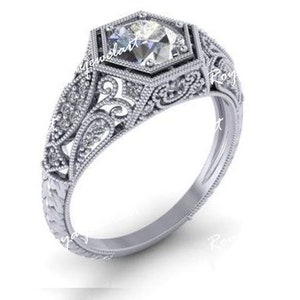 Edwardian 1.80Ct White Round Cut Diamond Engagement Wedding Ring In 925 Sterling Silver/ Antique art deco ring