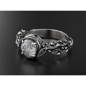 Branch And Leaves Ring, Tree Branch Ring, Twig and Leaf Engagement Ring, Artistic Leaf Ring, Silver Branch Ring, Nature Inspired Jewelry