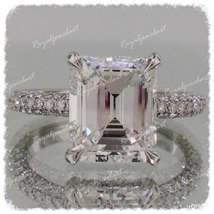 5.00Ct White Emerald Cut Diamond Four Prong Engagement Wedding Ring In 925 Sterling Silver Ring