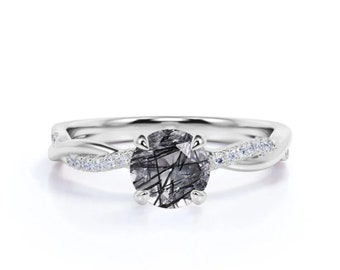 1.90Ct Salt & Pepper Runde Diamant Ehering Valentinstag Geschenk Ring In 925 Sterling Silber Liebe Geschenk für Sie