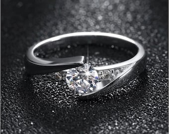 Swirl Brisur-Schaft-Ehering, 1.40Ct Runddiamant im antiken Stil, Swirl Solitaire-Verlobungsring, Tension Diamantring