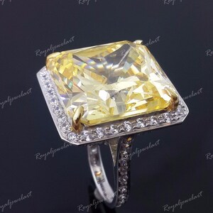 6.00Ct Gelb Strahlenschliff Diamant Single Halo Set Verlobungsring In 925 Sterling Silber