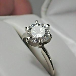 6-prong Solitär Ring Ehering, Runder Diamant Solitär Silber Ring, 1.80Ct Weiß Rund Diamant Ring, Geschenk Ring für Sie