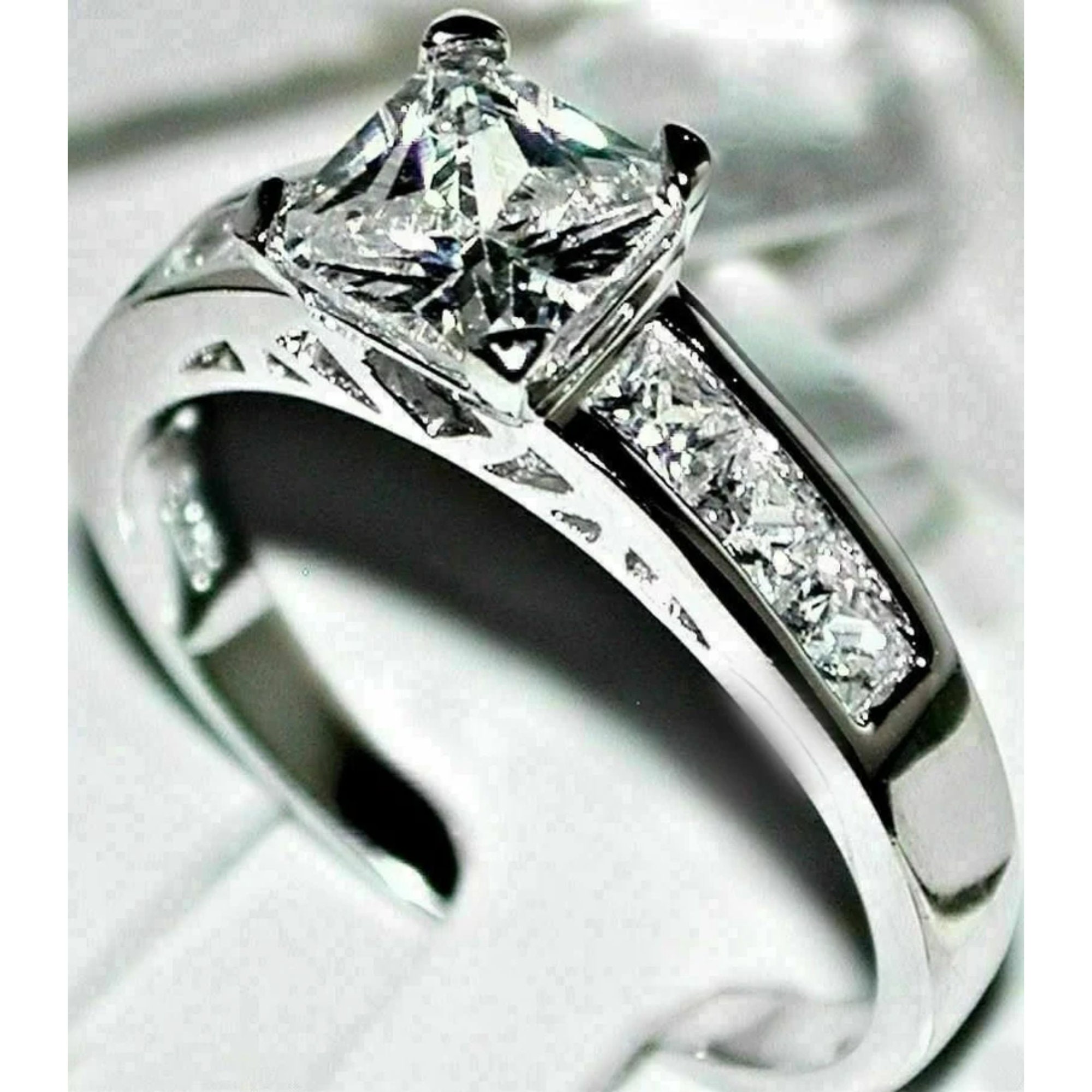 指輪・リング TATIANA Silver 925 Bold Princess Cut Ring CR0491 1706956 2.35tc Princess Diamond Wedding Ring Set, Luxurious