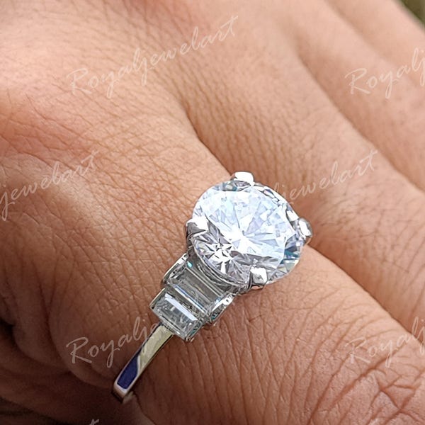 2,45 kt ronde witte diamanten trouwringen, elegante Titanic verlovingsringen, Titanic-ring, cadeau voor de liefde