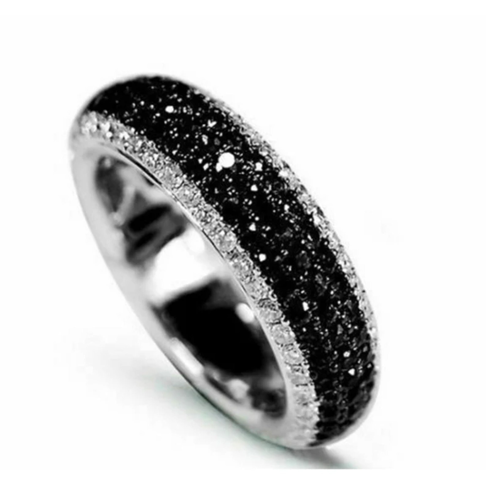 1.90ct Black and White Round Diamond Full Eternity Band, Black Diamond