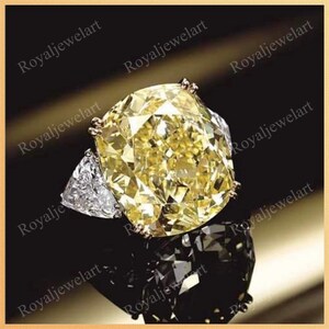 3.40Ct Yellow Cushion Diamond Engagement Wedding Ring in 925 Sterling Silver Three Stone Ring Gift For Women For Her