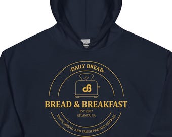 Daily Bread - BREAD AND BREAKFAST - yellow/gold text - bootleg hoodie for everyday wear edm rave dubstep