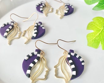 NKAUJNTSUAB | Hmong Girl with Turban Hat Earring | Purple Turban Hat Earring | Hand crafted Polymer Clay Earring | Hmong Inspired Earring