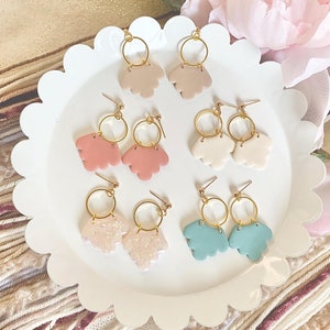 TAFFIE | Seashell Earrings | Scalloped Polymer Clay Earring | Dainty Neutral Earrings | Minimalist Handmade Earrings