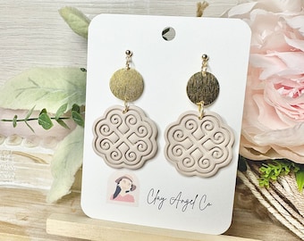 RAVEN  |  Hmong Inspired Elephant Print Earring  |  Hmong Polymer Clay Earring