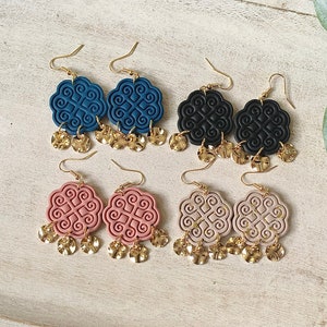 GRACE |  Hmong Polymer Clay Earring | Hmong Inspired Clay Print Earrings