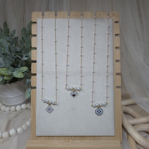 GRACE |  Dainty Pearl Bar Necklace | Hmong Inspired Necklace