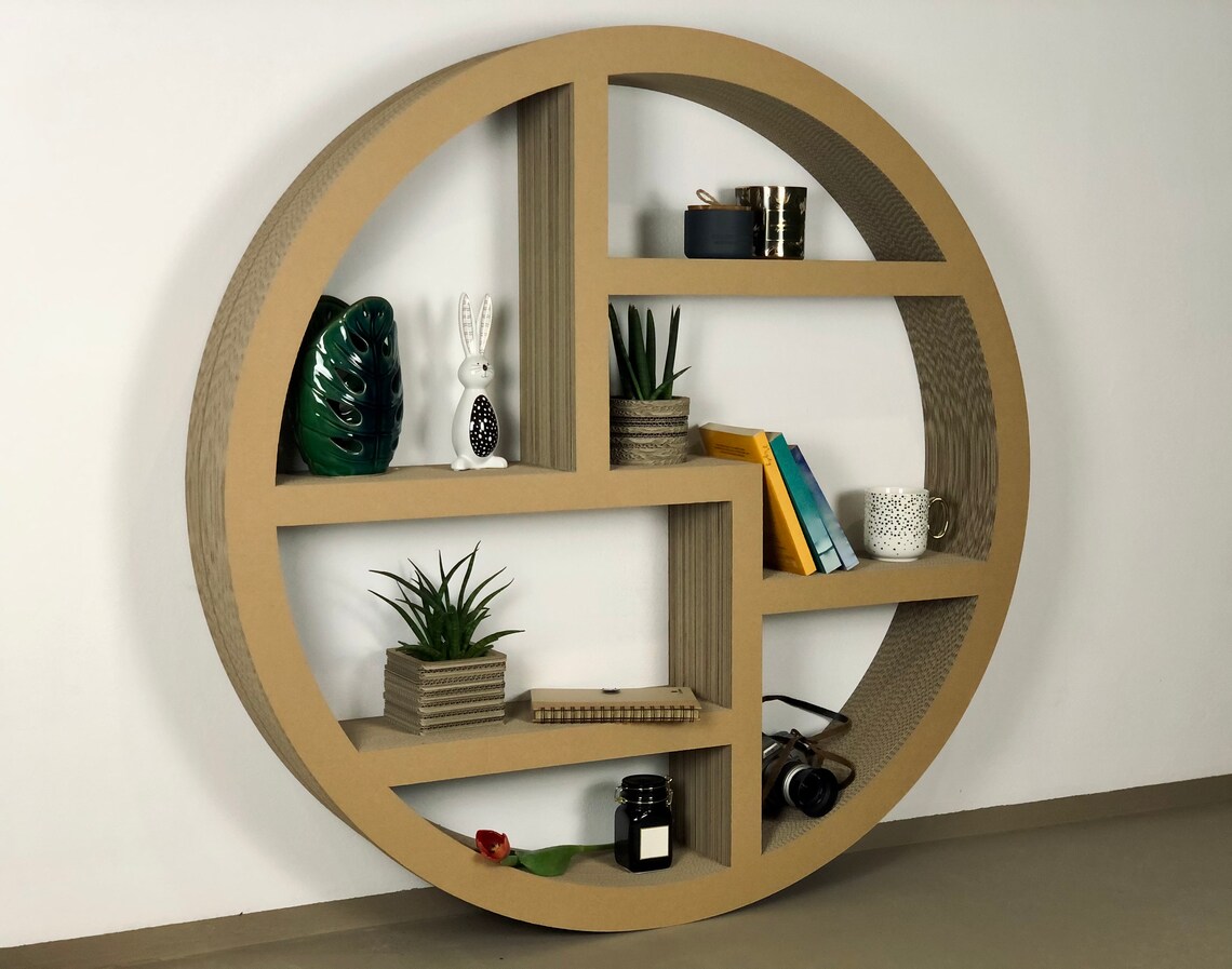 Large Round Hanging Shelf Circular Cardboard Wall Shelf Etsy
