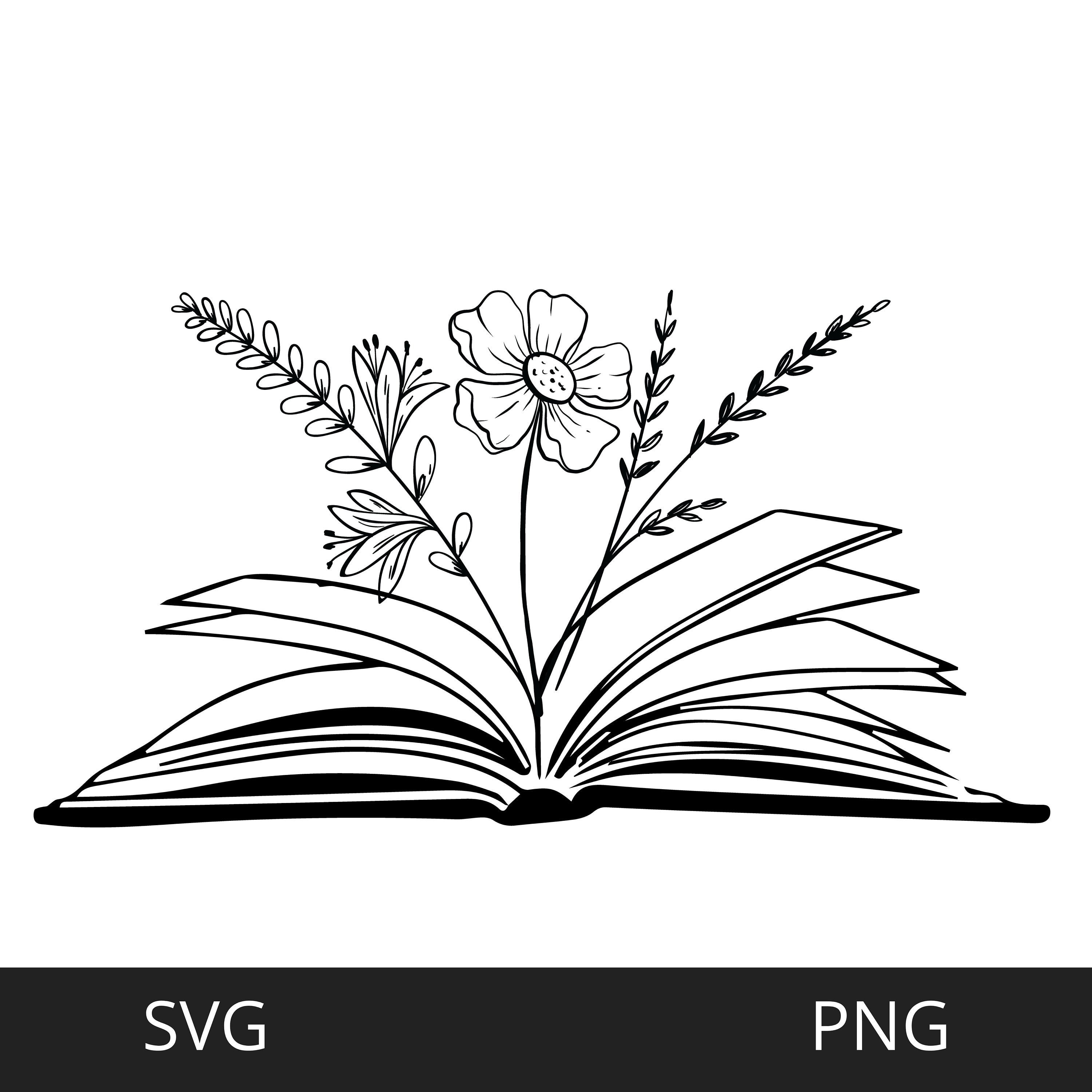 Floral Book Svg Flowers Growing Out Of Book Svg Readi vrogue.co