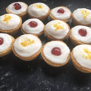 Cherry Or Lemon Bakewell Tarts Cakes Birthday Party Individually Wrapped Postal Box Hand Home Baked Treat Gift Present Christmas Easter Mix