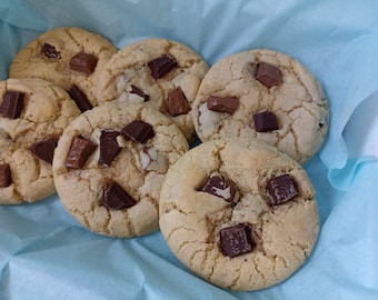 Galletas veganas con chispas de chocolate, a base de plantas, para fiestas de cumpleaños, envueltas individualmente, para caja postal, horneadas a mano, para regalar en casa o en Navidad.