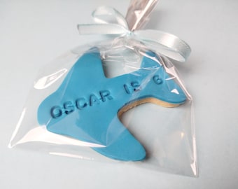 Mini galletas personalizadas con forma de avión, envueltas individualmente, para fiestas de cumpleaños, envío a domicilio, dulces caseros, regalo, caja de recuerdo para bebés.