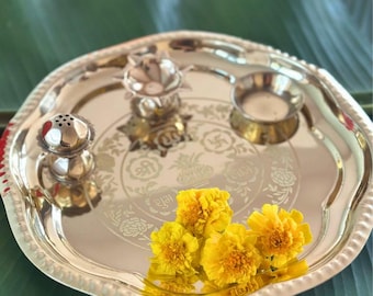 Handcrafted Brass Pooja Thali Set | Diwali, Karwachauth