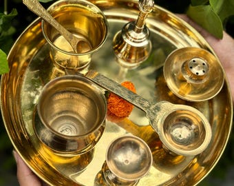 Handcrafted Brass Pooja Thali Set | Diwali, Karwa Chauth