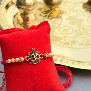 SHIVA Om Rakhi for Raksha Bandhan | Pack Of 2 Handmade Rakhee | Brothers Sister Rakhee  | Gift for him Raksha sutra |Kumkum Tilak Akshat