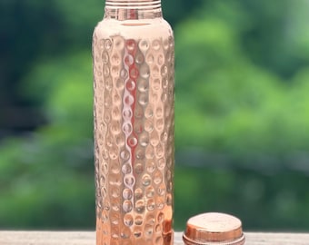 100% Pure Copper Water Bottle, Luxury Copper Hammered Bottle, Yoga Bottle, Handmade Copper Bottle, Ayurveda Benefits Bottle, Gym Bottle,Gift