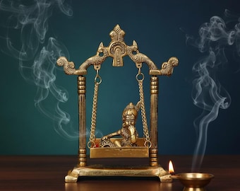 Metalen Laddu Gopal Jhula | Krishna-schommel baby, altaardecor Pooja