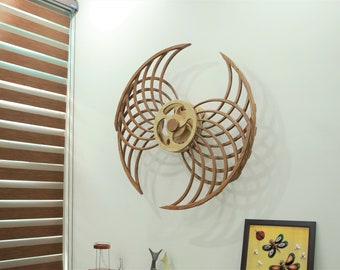 Wood Kinetic Sculpture - Monarch II - Wall Kinetic Art - Agamograph Art