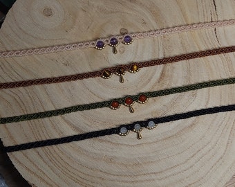 Tobilleras《Nova》joyería de macramé hecha a mano•Piedras preciosas•Piedras preciosas•Amatista•Cornalina•Ojo de tigre•Jade•Hippie•Boho