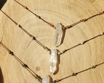 Collar 《Amellie》Hecho a mano•Cristal de roca•Collar de piedras preciosas•Macramé•Nácar•Piedra solar•Ágata•Estilo hippie•Boho•Idea de regalo