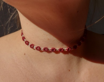 Gargantilla de macramé《Ivy》Gargantilla hecha a mano•Flores•Hippie•Boho•Regalo