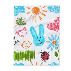 Kids Painting Personalized Blanket, Custom Baby Blanket, Baby Shower Gift, Rose Nursery Blanket, Crib Blanket, Newborn Photos Prop