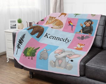 Personalisierte Tier Minky Decke: Benutzerdefinierte Name Baby Andenken