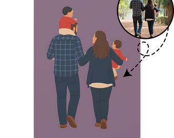Personalisierte Familien Porträt Leinwand: Minimalistische Illustration, individuelle Kunst