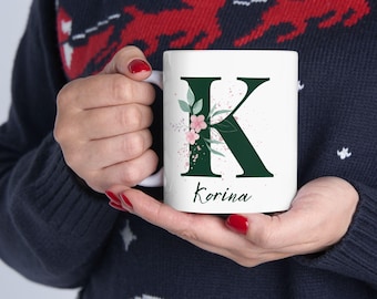 Blumen Anfang Kaffeetasse: Personalisiertes Brief Geschenk